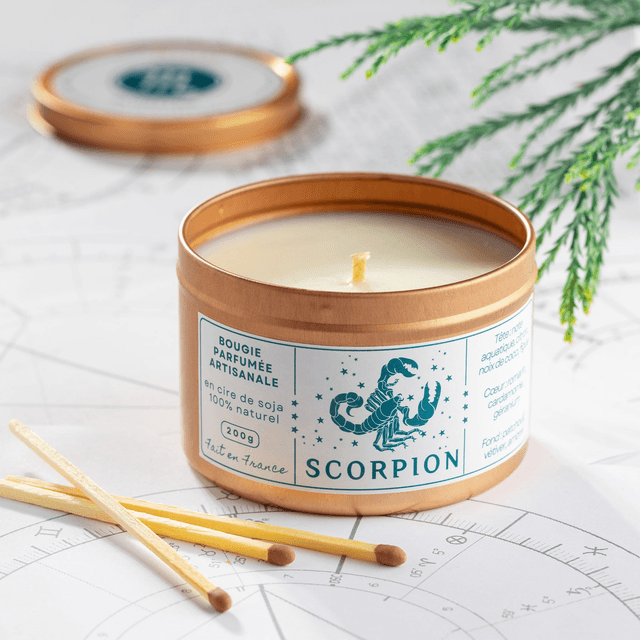 Bougie parfumée aromathérapie en cire de soja 100% naturelle - Scorpion, 200g
