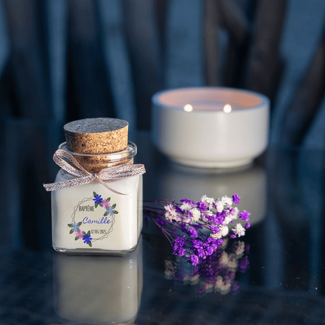 6 Bougies personnalisées parfumées : cadeau invités mariage, baptême, communion, anniversaire, baby shower, gender reveal, EVJF, Parfum LIBRE