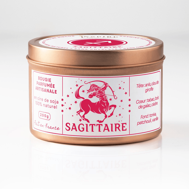 Bougie parfumée aromathérapie en cire de soja 100% naturelle - Sagittaire, 200g