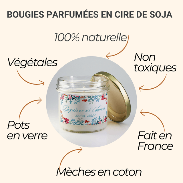 6 pièces de Bougies personnalisées parfumées - Idée-cadeau invités baptême, anniversaire, mariage, retraite, événements d’entreprise, remerciements