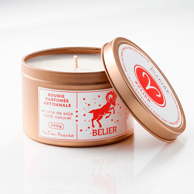 Bougie parfumée aromathérapie en cire de soja 100% naturelle - Bélier, 200g