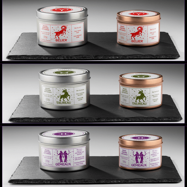 Bougie parfumée aromathérapie en cire de soja 100% naturelle - Gémeaux, 200g