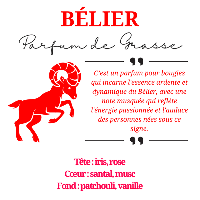 Bougie parfumée aromathérapie en cire de soja 100% naturelle - Bélier, 300g 