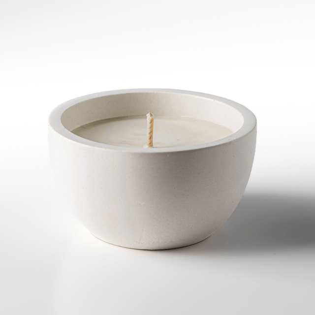 Bougie parfumée en cire de soja dans pot en plâtre Rose - Parfums : Fleur de coton, Bois de Santal, Lavande, Menthe et eucalyptus, Sauge