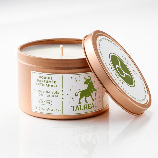 Bougie parfumée aromathérapie en cire de soja 100% naturelle - Taureau, 200g