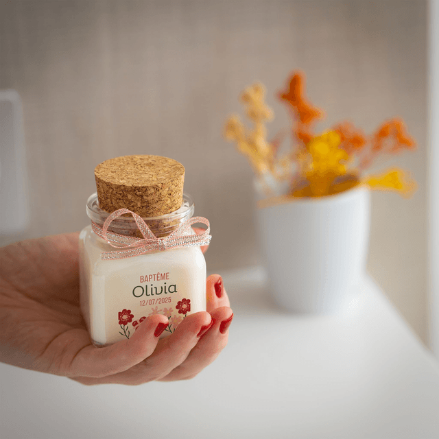 6 Bougies personnalisées parfumées : cadeau invités mariage, baptême, communion, anniversaire, baby shower, gender reveal, EVJF, Parfum LA NUIT TRESOR