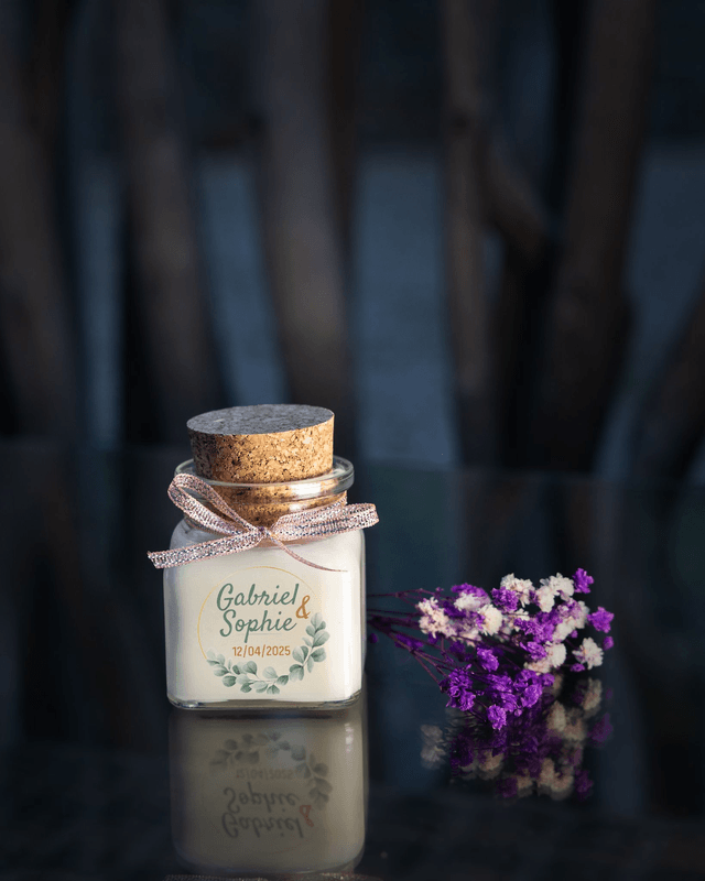 6 Bougies personnalisées parfumées : cadeau invités mariage, baptême, communion, anniversaire, baby shower, gender reveal, EVJF, Parfum au choix