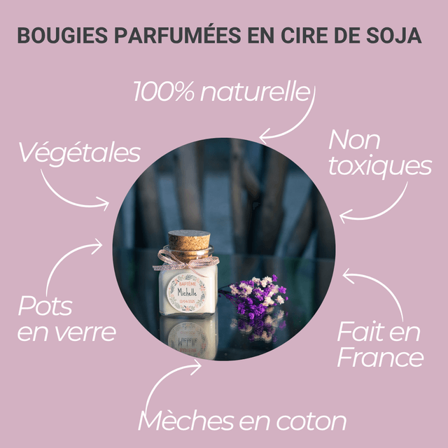 6 Bougies personnalisées parfumées : cadeau invités mariage, baptême, communion, anniversaire, baby shower, gender reveal, EVJF, Parfum FOR HER
