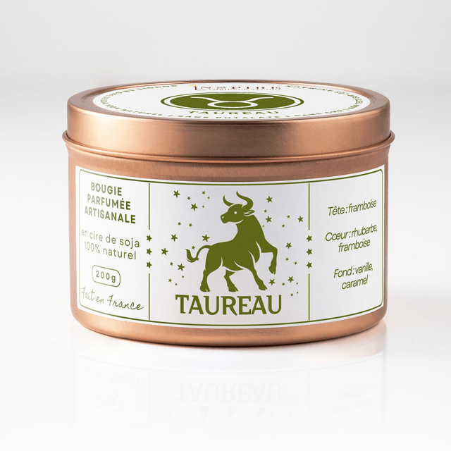 Bougie parfumée aromathérapie en cire de soja 100% naturelle - Taureau, 200g