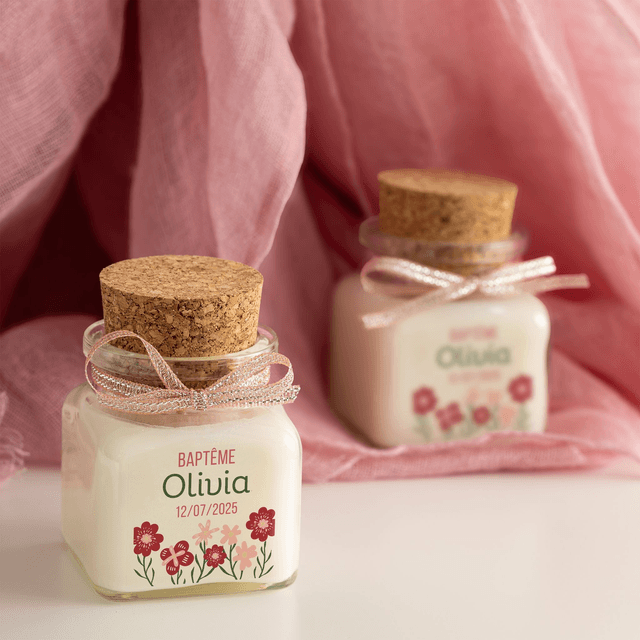 6 Bougies personnalisées parfumées : cadeau invités mariage, baptême, communion, anniversaire, baby shower, gender reveal, EVJF, Parfum LA NUIT TRESOR