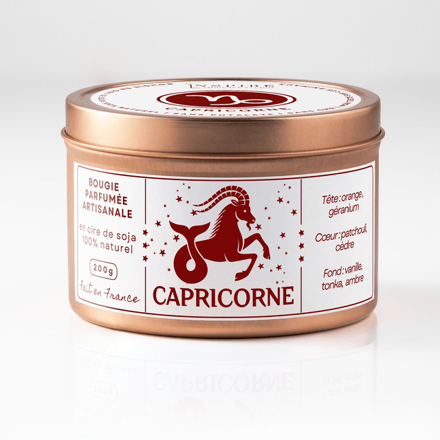 Bougie parfumée aromathérapie en cire de soja 100% naturelle - Capricorne, 200g