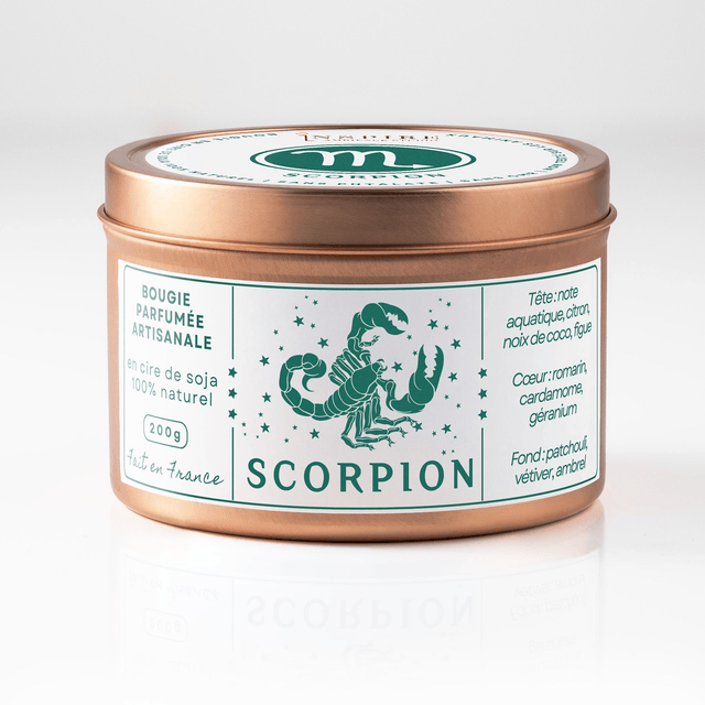 Bougie parfumée aromathérapie en cire de soja 100% naturelle - Scorpion, 200g