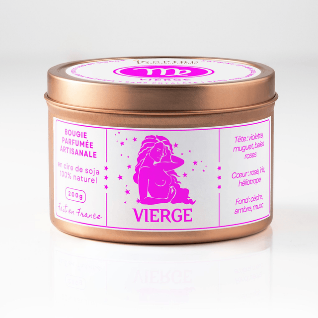 Bougie parfumée aromathérapie en cire de soja 100% naturelle - Vierge, 200g
