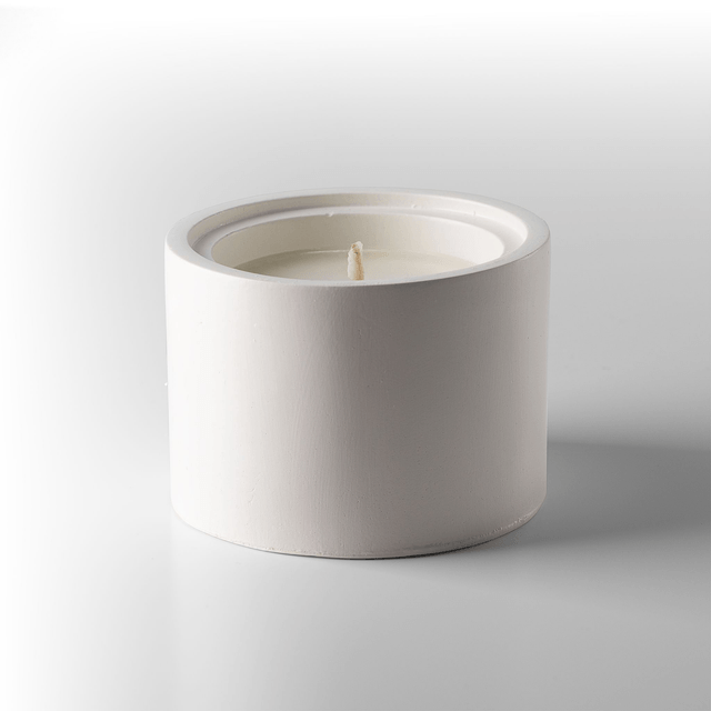 Bougie parfumée en cire de soja dans pot en plâtre avec couvercle - Parfums : Fleur de coton, Bois de Santal, Lavande, Menthe et eucalyptus, Sauge