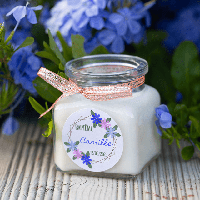 6 Bougies personnalisées parfumées : cadeau invités mariage, baptême, communion, anniversaire, baby shower, gender reveal, EVJF, Parfum LIBRE