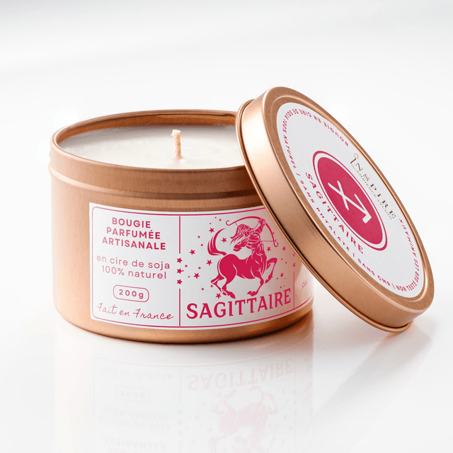 Bougie parfumée aromathérapie en cire de soja 100% naturelle - Sagittaire, 200g
