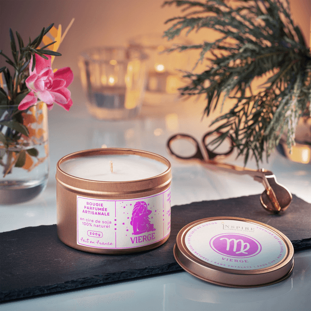Bougie parfumée aromathérapie en cire de soja 100% naturelle - Vierge, 200g