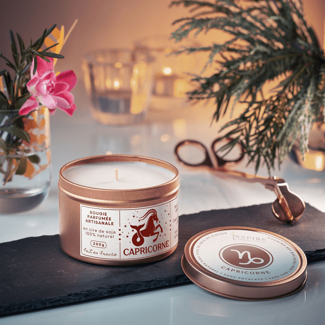 Bougie parfumée aromathérapie en cire de soja 100% naturelle - Capricorne, 200g
