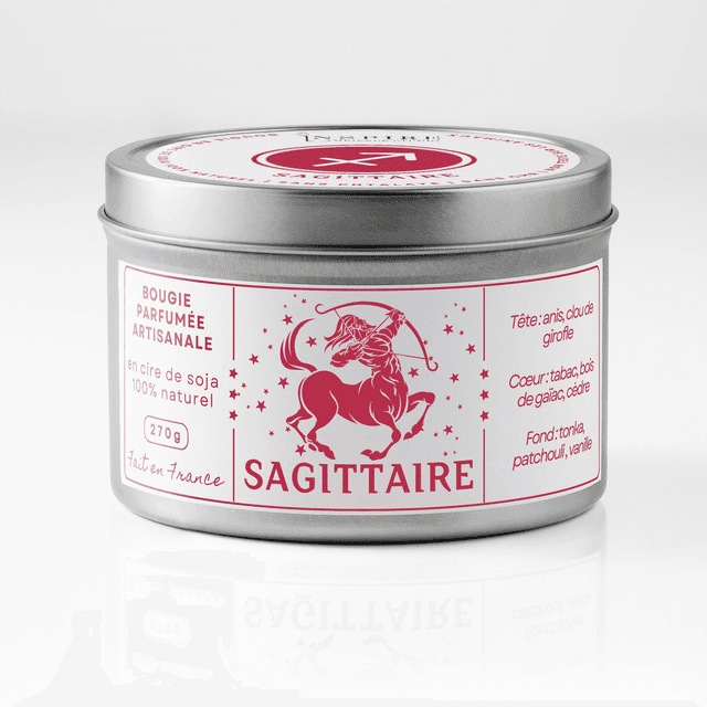 Bougie parfumée aromathérapie en cire de soja 100% naturelle - Sagittaire, 300g